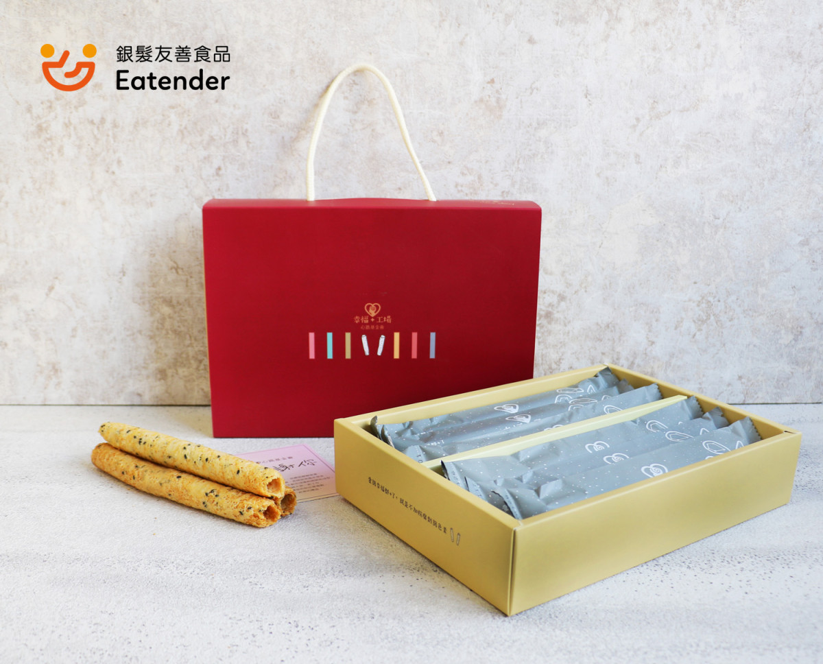 【銀髮友善食品】幸福+蛋捲紅禮盒(芝麻)-封面圖